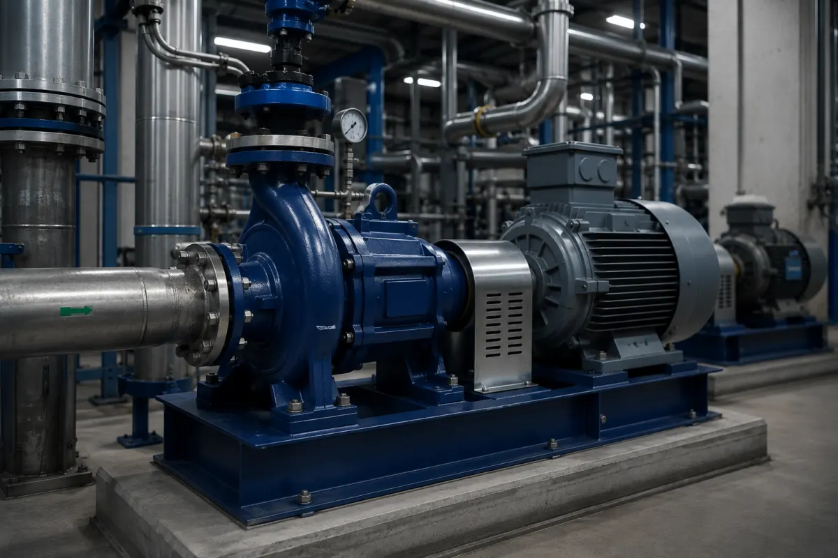 Промышленный насос с электродвигателем — оборудование Grundfos на объекте «Альфа Энергия»