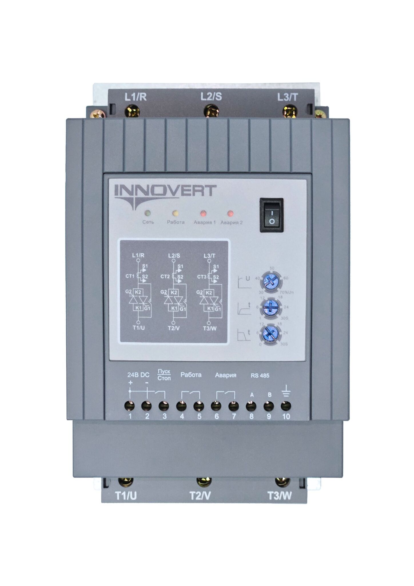 Устройство,плавного,пуска,с,кнопкой,INNOVERT,SSD303D43ES,,60А,,питание,управления,24В,,RS-485