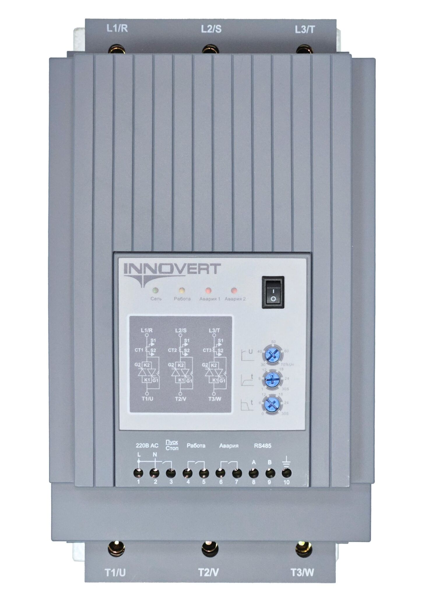 Устройство,плавного,пуска,с,кнопкой,INNOVERT,SSD753A43ES,,150А,,питание,управления,220В,,RS-485