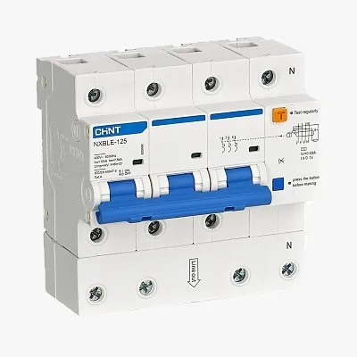 820586 | Дифференциальный автомат NXBLE-125 3P+N 80А, характеристика C 30мА, электронный тип AС, характеристи, Chint