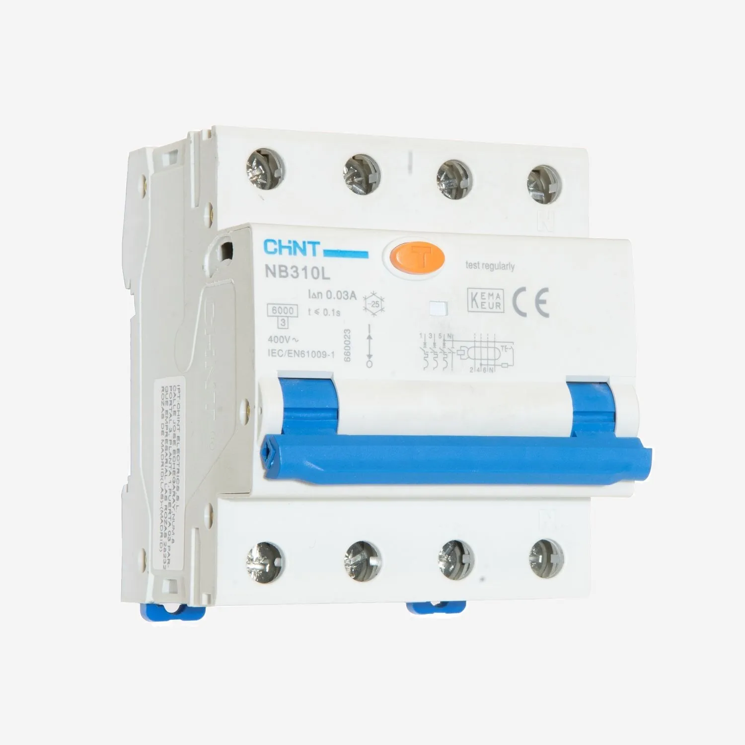 660020 | Дифференциальный автомат NB310L/3N 3P+N 13А 30мА, тип AС, характеристика C, 6кА, Chint
