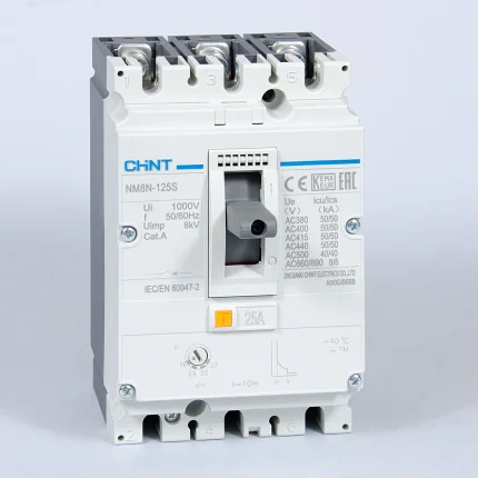 271583 | Автоматический выключатель NM8N-125S TM 3P 25А 50кА с регулируемым термомагнитным расцепителем, Chint