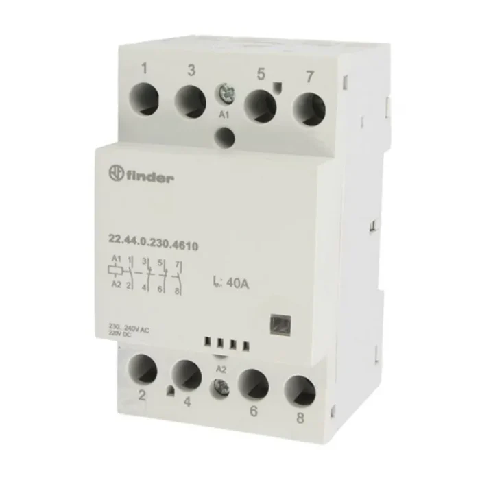 224400124610PAS | Контактор, 2НО+2НЗ, 40 А, 12В AC/DC, мех.индикатор, AgSnO2, Finder