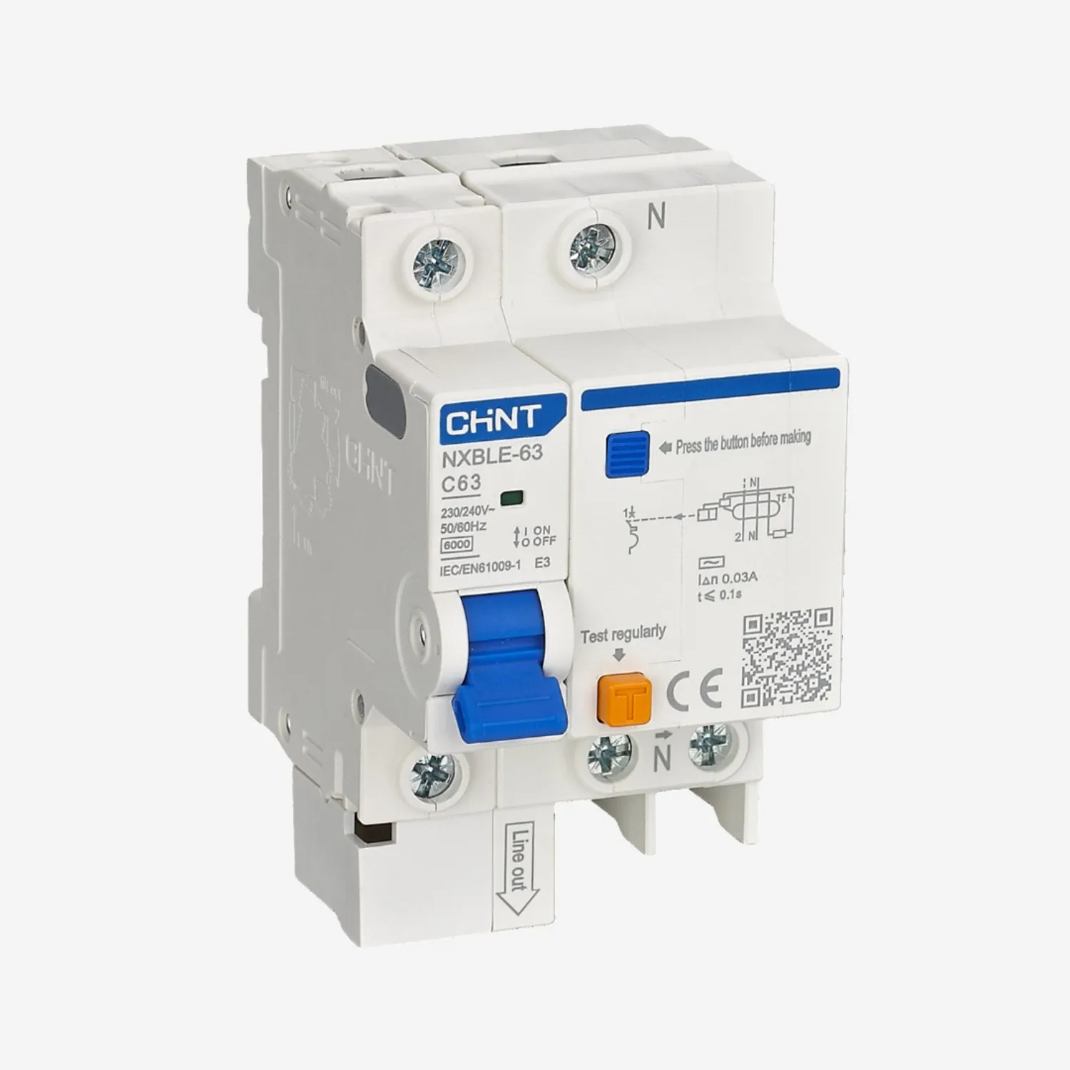 819932 | АВДТ NXBLE-63 1P+N C16 30мА тип AС 6кА, электронный, Chint