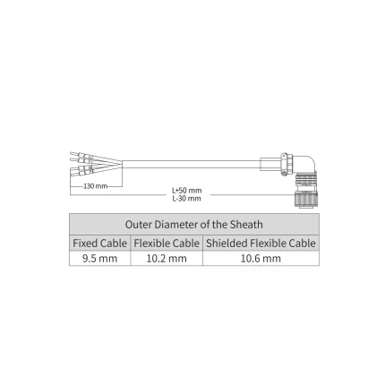 Силовой кабель для сервомотора MS1H3(2,9кВт) без тормоза, 10м