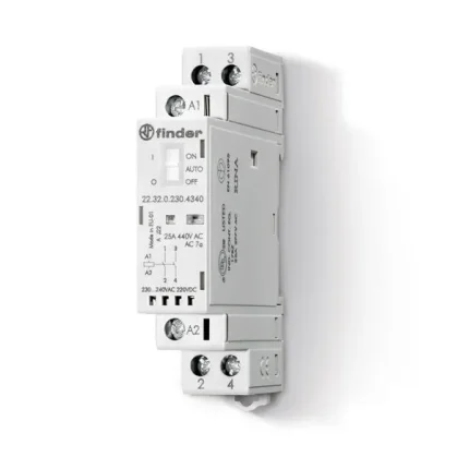223201201320 | Контактор, 2НО, 25 А, 120В AC/DC, мех.индикатор + LED, AgNi, Finder