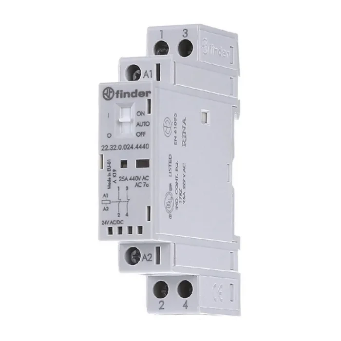 223200241420 | Контактор, 2НЗ, 25 А, 24В AC/DC, мех.индикатор + LED, AgNi, Finder