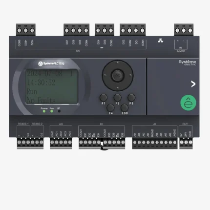 SM172PS11BDM | ПЛК S172; 24 VDC; дисплей; 28 IO: 8 DI, 8 DO (6 реле, 2 SSR), 8 AI, 4 AO, 2xRS485, 1xRJ45, Systeme Electric