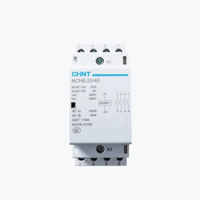 256086 | Контактор модульный NCH8-20/40 20А 4НО AC 24В, 50Гц, Chint