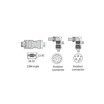 Разъемы для подключения сервомотора MS1H3(2,9кВт и выше)