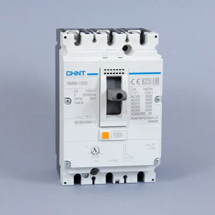 271589 | Автоматический выключатель NM8N-125S TM 3P 100А 50кА с регулируемым термомагнитным расцепителем, Chint
