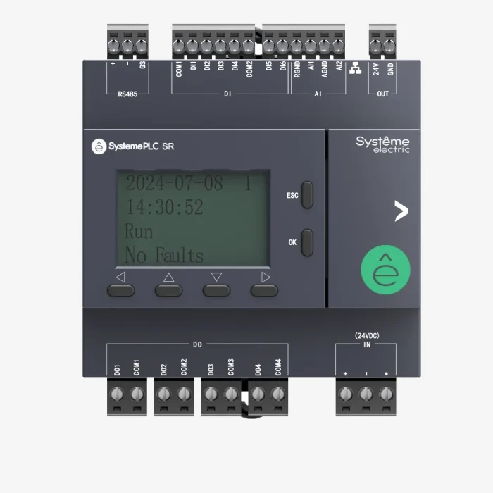ZR2PP11BD2A | Интеллектуальное реле SR2; 24 VDC; дисплей; 12 IO: 6 DI, 4 DO (реле); 2 AI; 1xRS485, 1xRJ45, Systeme Electric