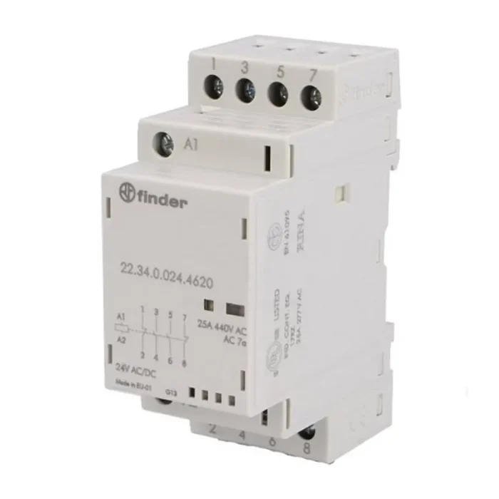223401201620 | Контактор, 2НО+2НЗ, 25 А, 120В AC/DC, мех.индикатор + LED, AgNi, Finder