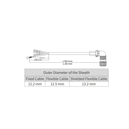 Силовой кабель для сервомотора MS1H3(4,4кВт и выше) без тормоза, 10м