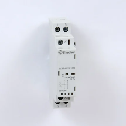 223200241320 | Контактор, 2НО, 25 А, 24В AC/DC, мех.индикатор + LED, AgNi, Finder