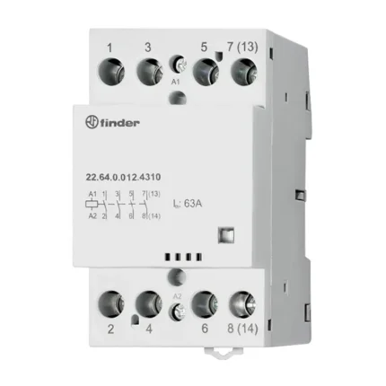 226400124310 | Контактор, 4НО, 63 А, 12В AC/DC, мех.индикатор, AgSnO2, Finder