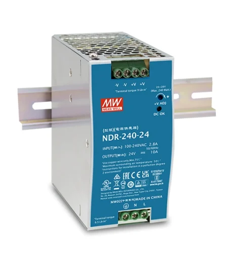 Блок питания MEAN WELL NDR-240-24 на DIN-рейку, 24 В, 10 А, 240 Вт